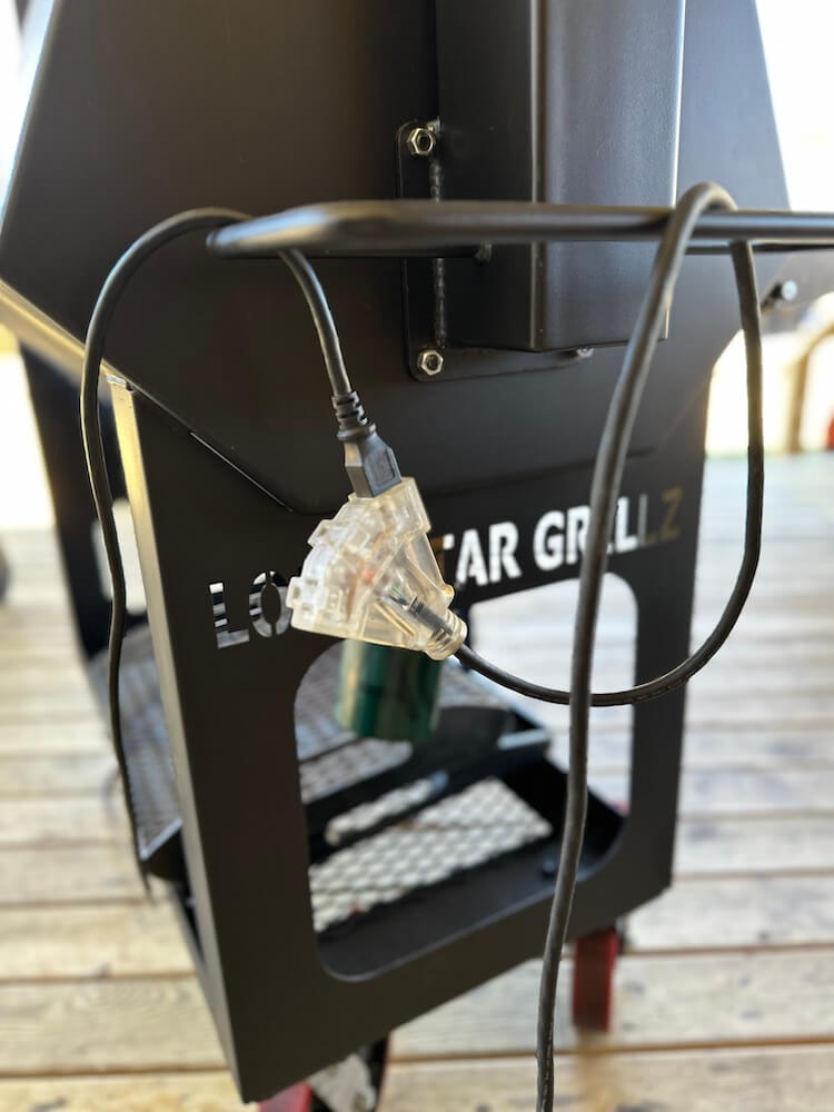 extension cord on a pellet smoker