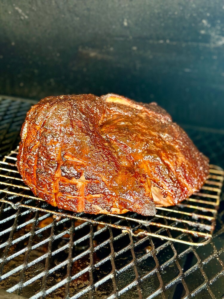 double smoked ham on a pellet grill