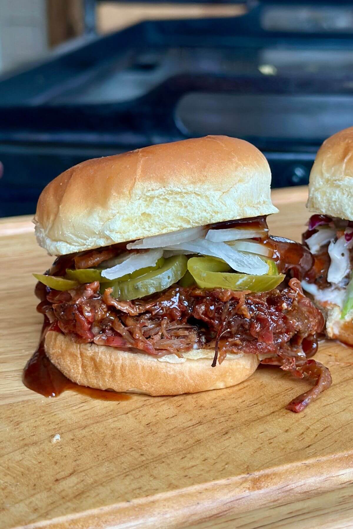 smoked bbq beef sandwiches with chuck roast