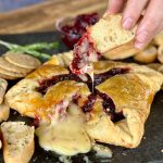 smoked brie with cranberry sauce and puff pastry