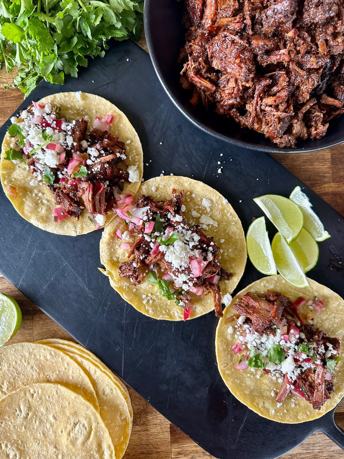 birria style burnt end tacos with brisket