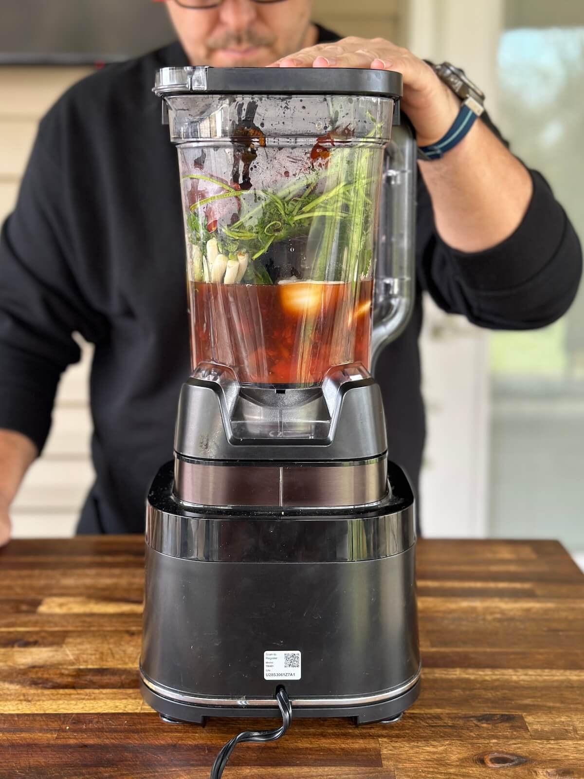 making birria sauce in a blender