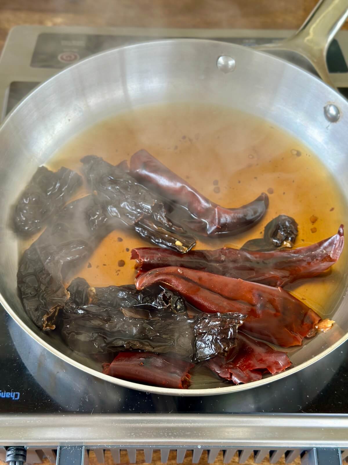rehydrating dried chile peppers
