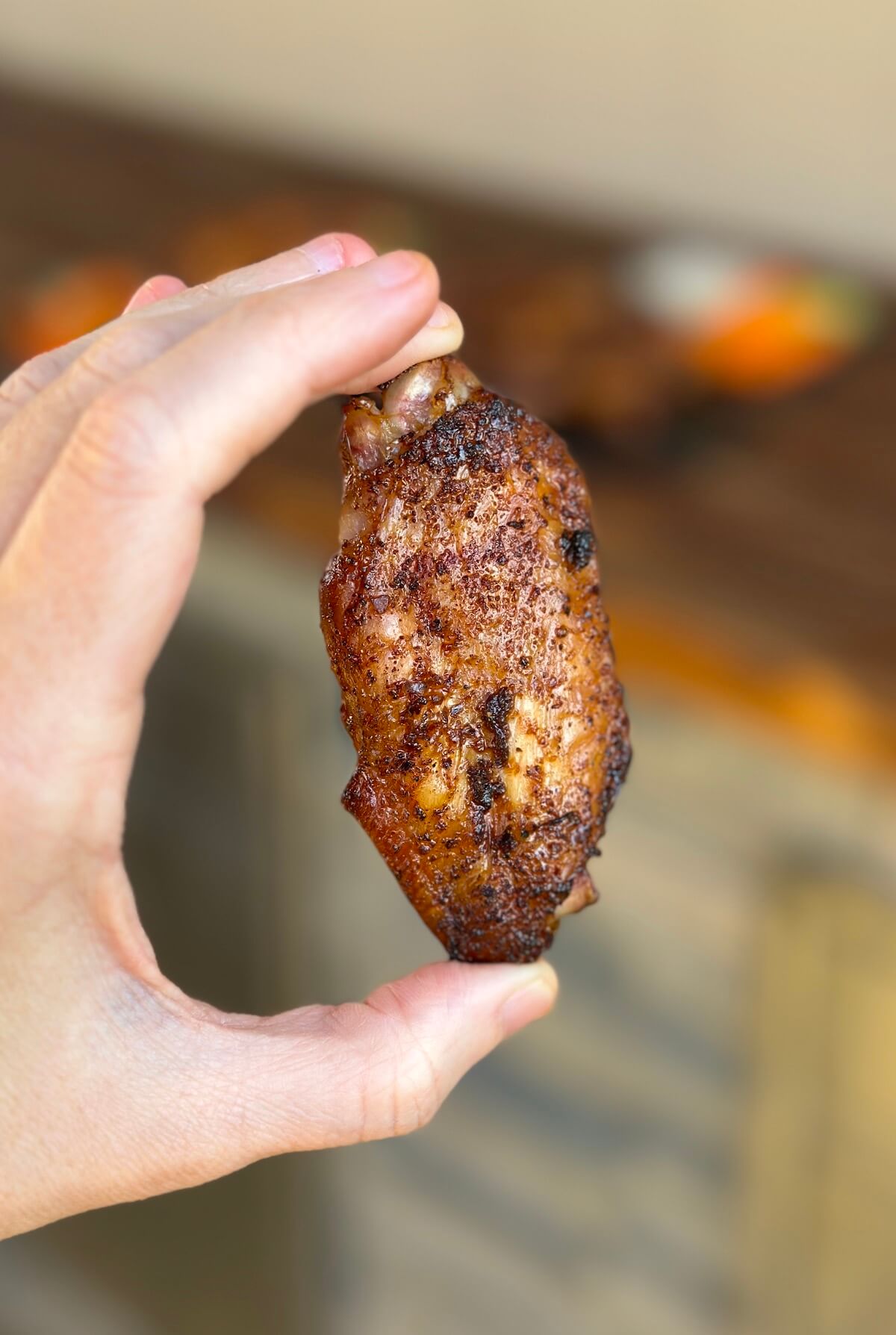 a chicken wing cooked using the 0-400 method