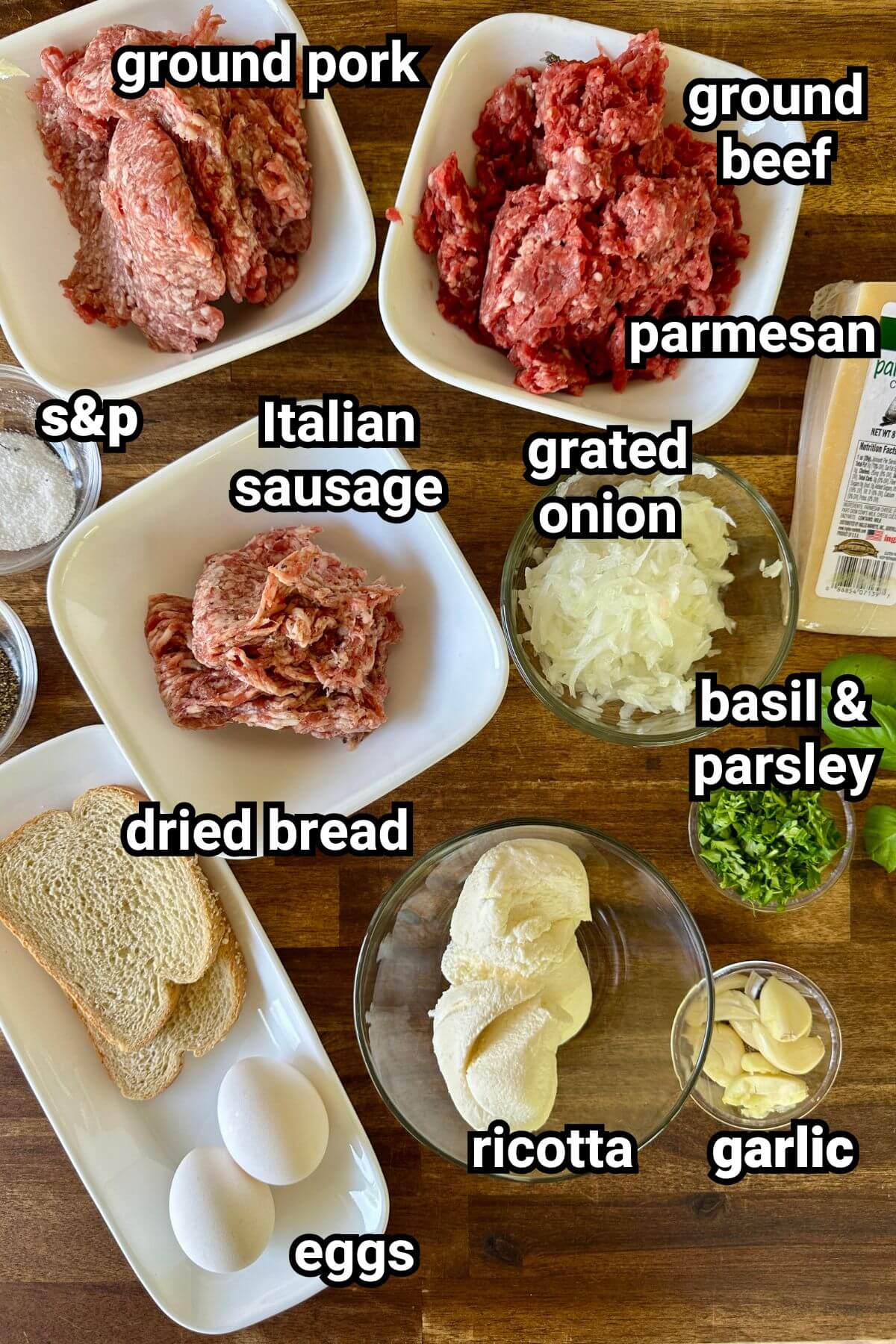 ingredients for Italian meatballs
