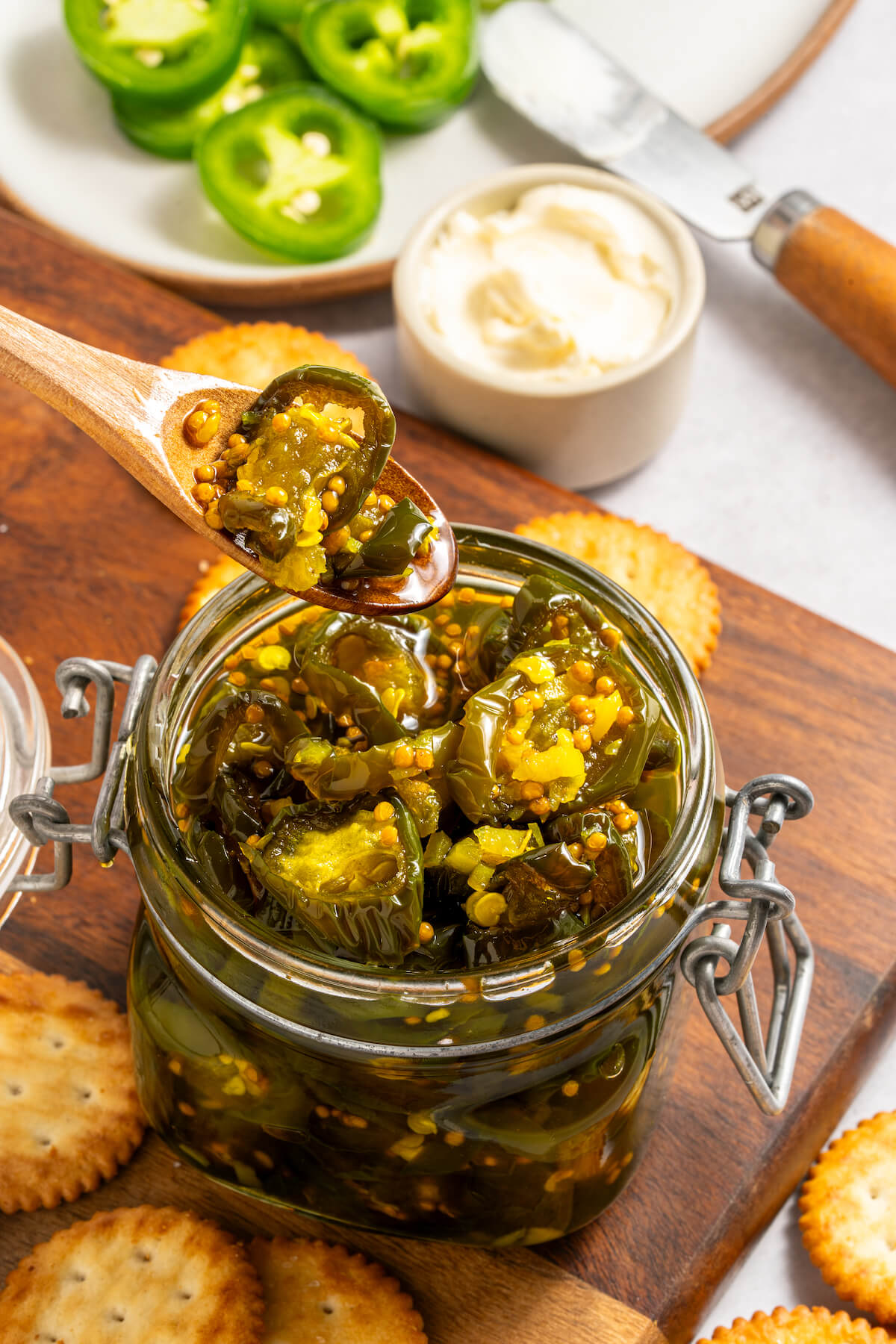 candied jalapenos in a jar