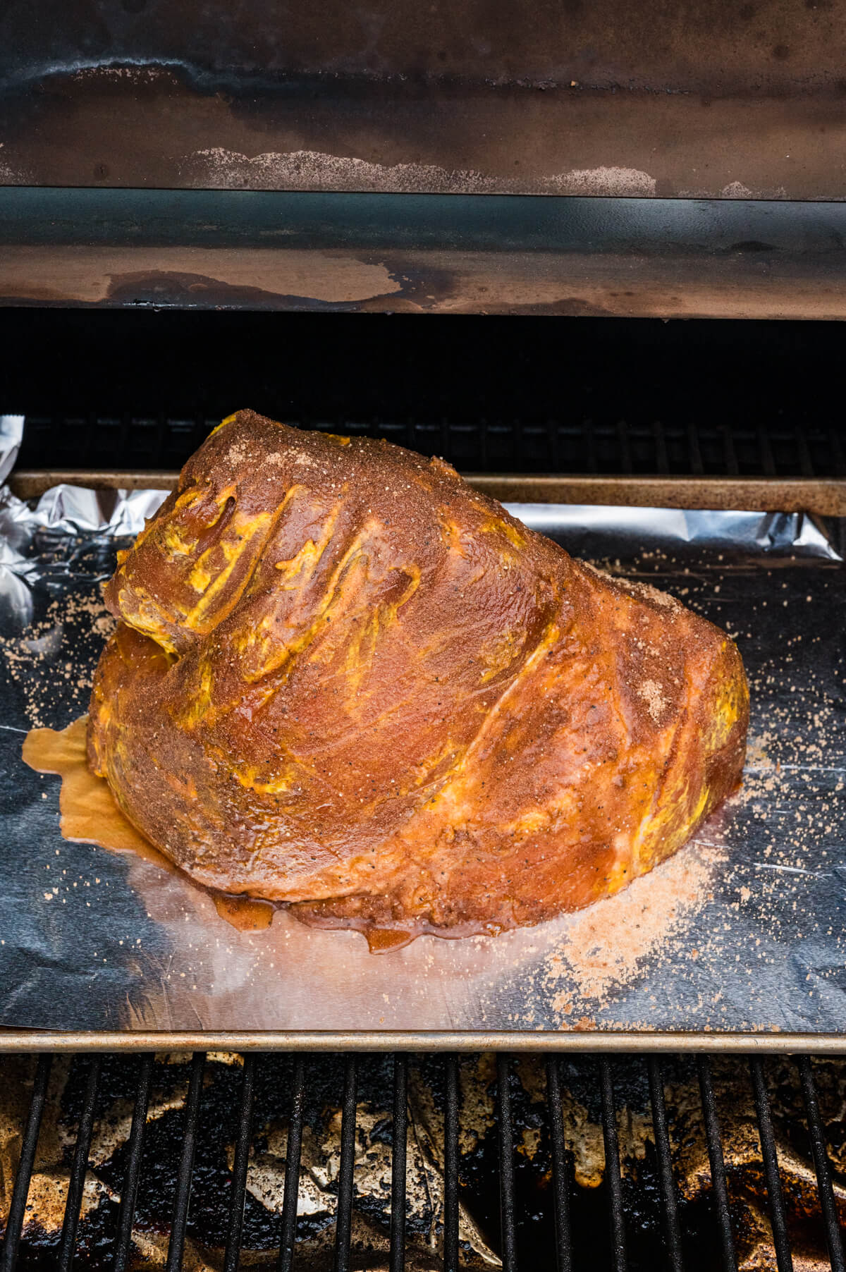 smoking a ham on a pellet grill