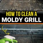 before and after photos of a moldy grill and a clean grill