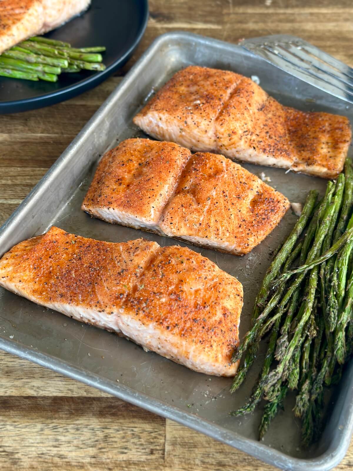 pellet grilled salmon filets and asparagus