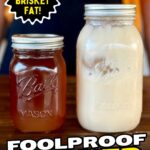 jars of liquid and solid smoked beef tallow