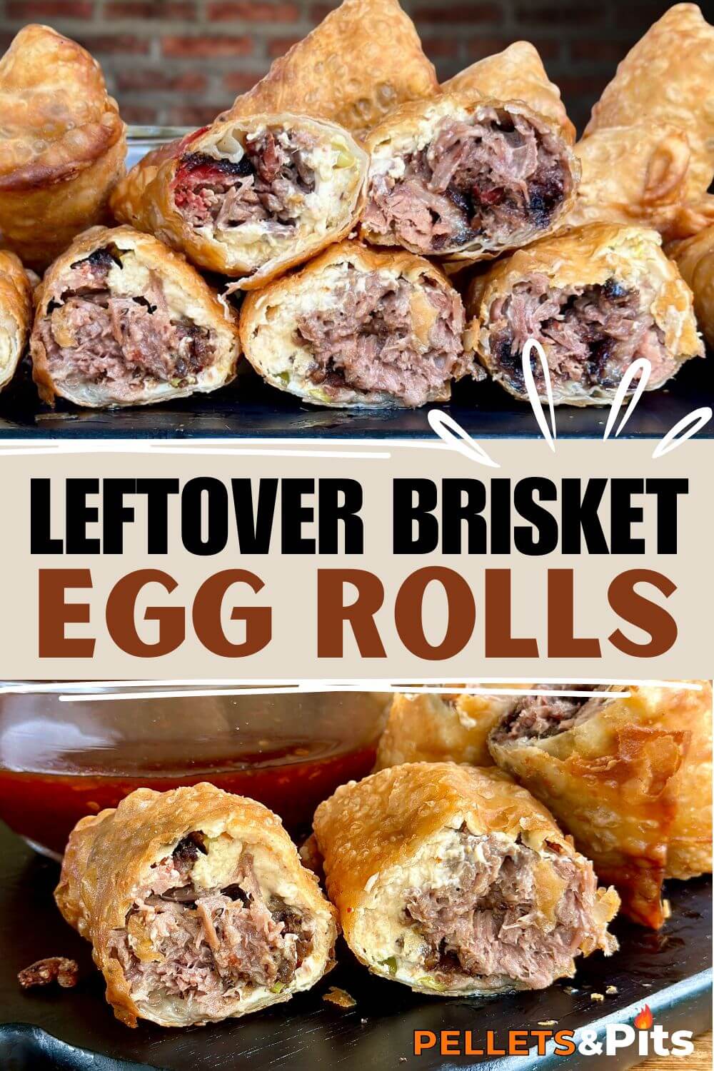 egg rolls made with chopped smoked brisket