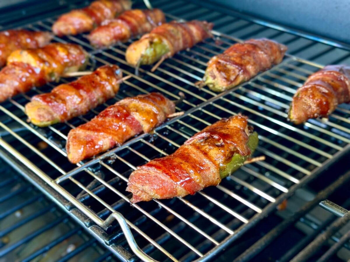 grilling pulled pork jalapeno poppers on a pellet grill