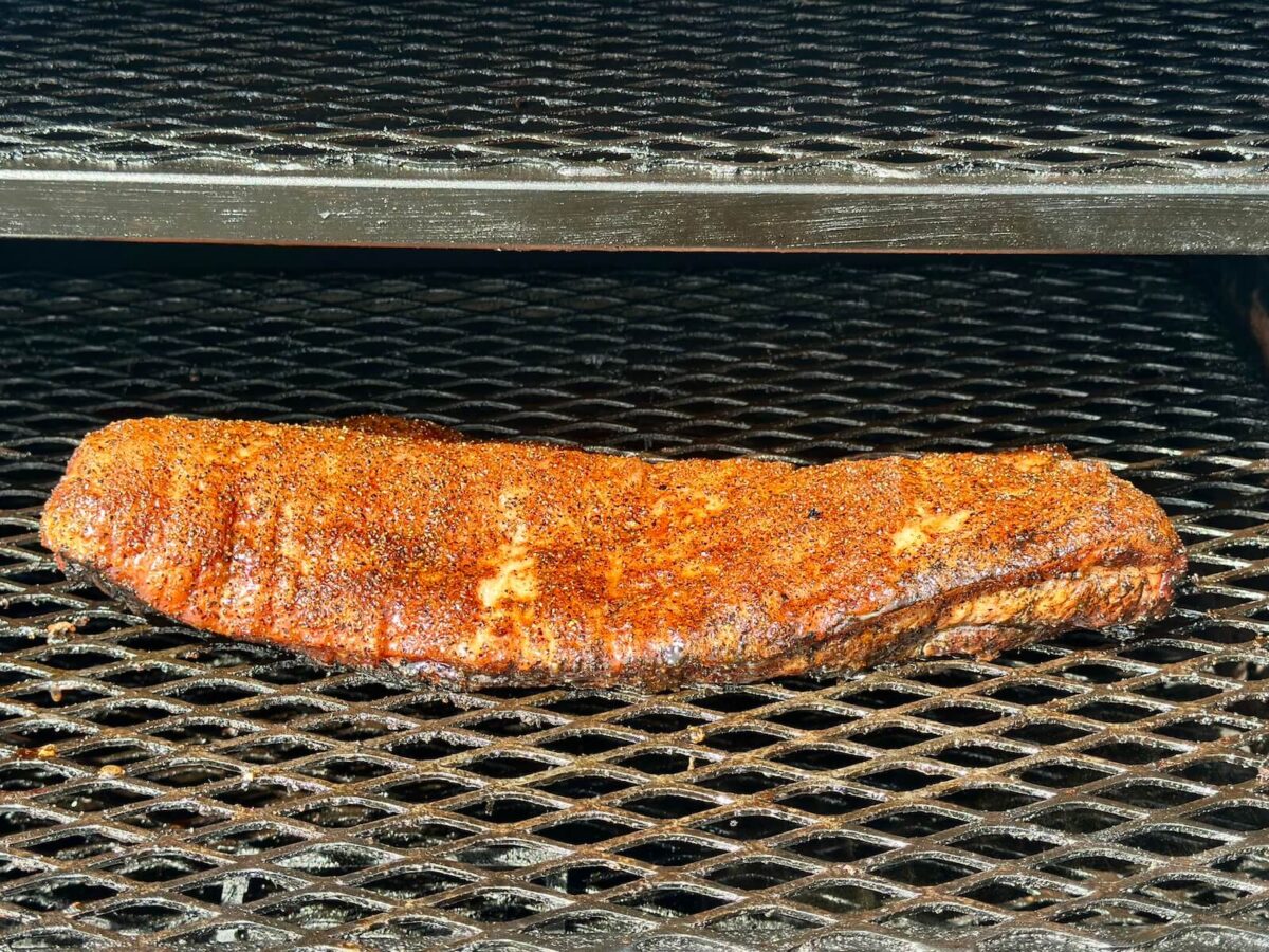 smoking a pork belly on a smoker