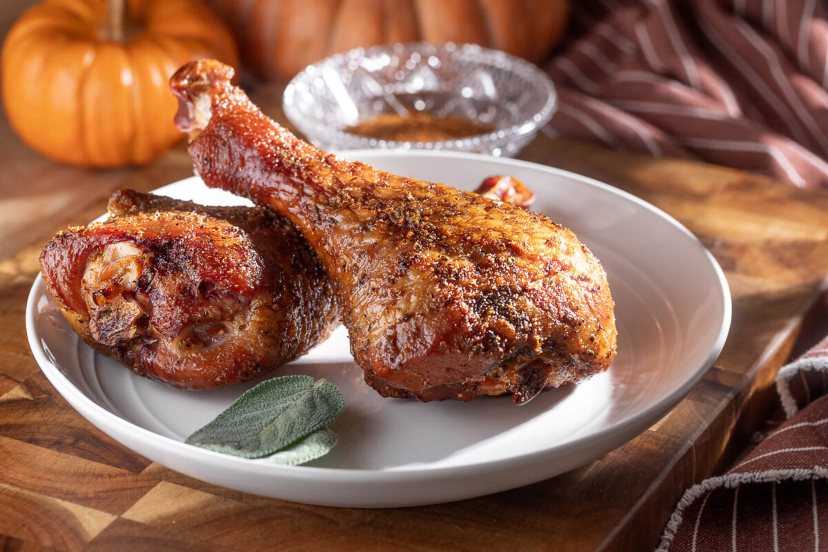 smoked turkey legs on a plate