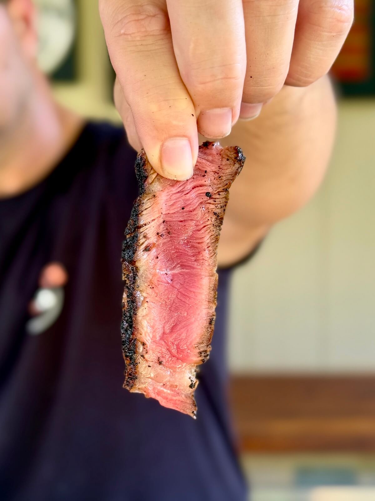 slice of black and blue steak