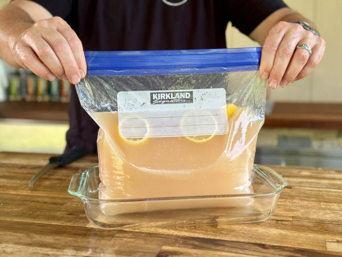 brine for pork loin in a zip top bag