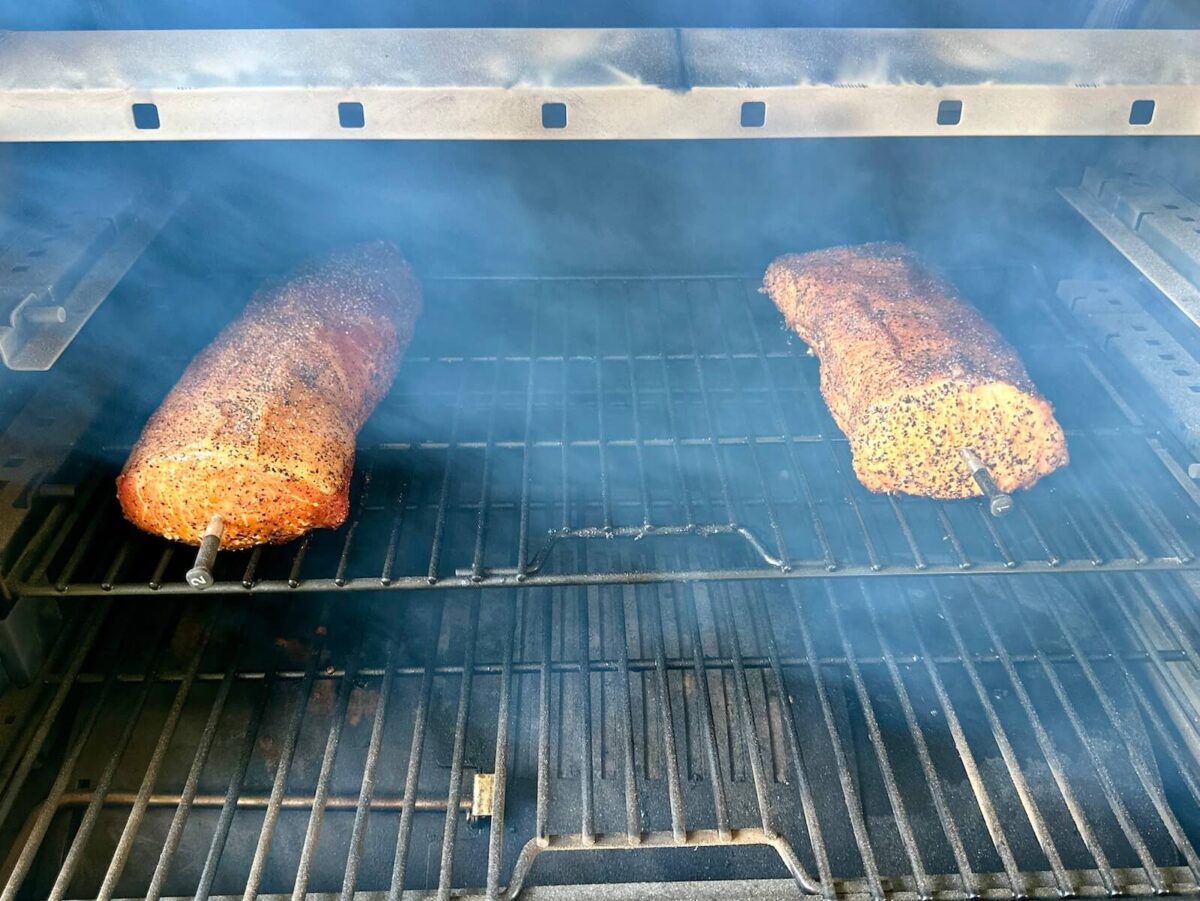 smoking pork loin on a pellet grill