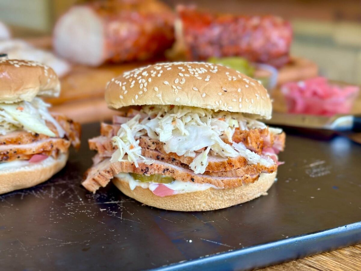 BBQ pork sandwich with coleslaw